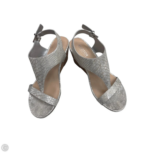 Sandals Heels Wedge By Kenneth Cole Reaction In Silver, Size: 7.5