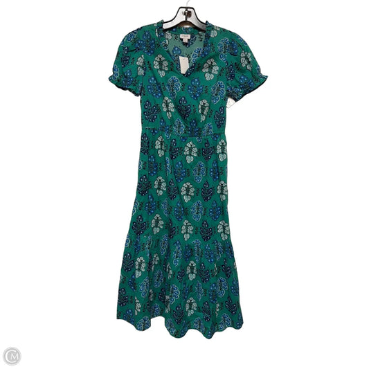 Dress Casual Midi By J. Crew In Blue & Green, Size: Xs