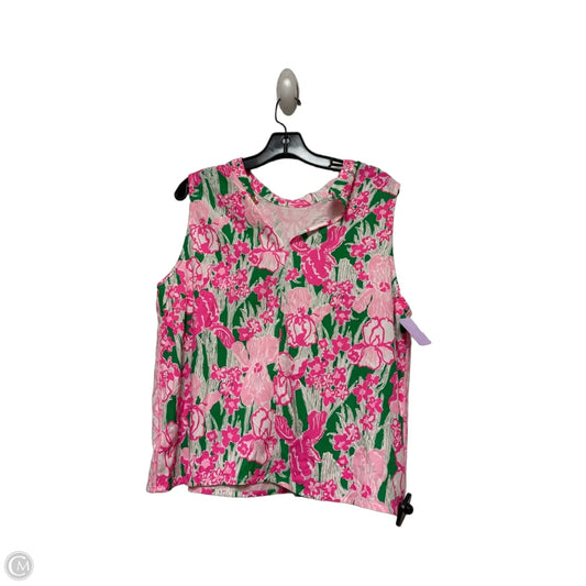 Top Sleeveless Designer By Lilly Pulitzer In Green & Pink, Size: L