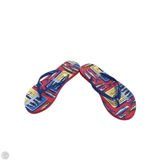 Sandals Flip Flops By Clothes Mentor In Blue & Red, Size: 5.5