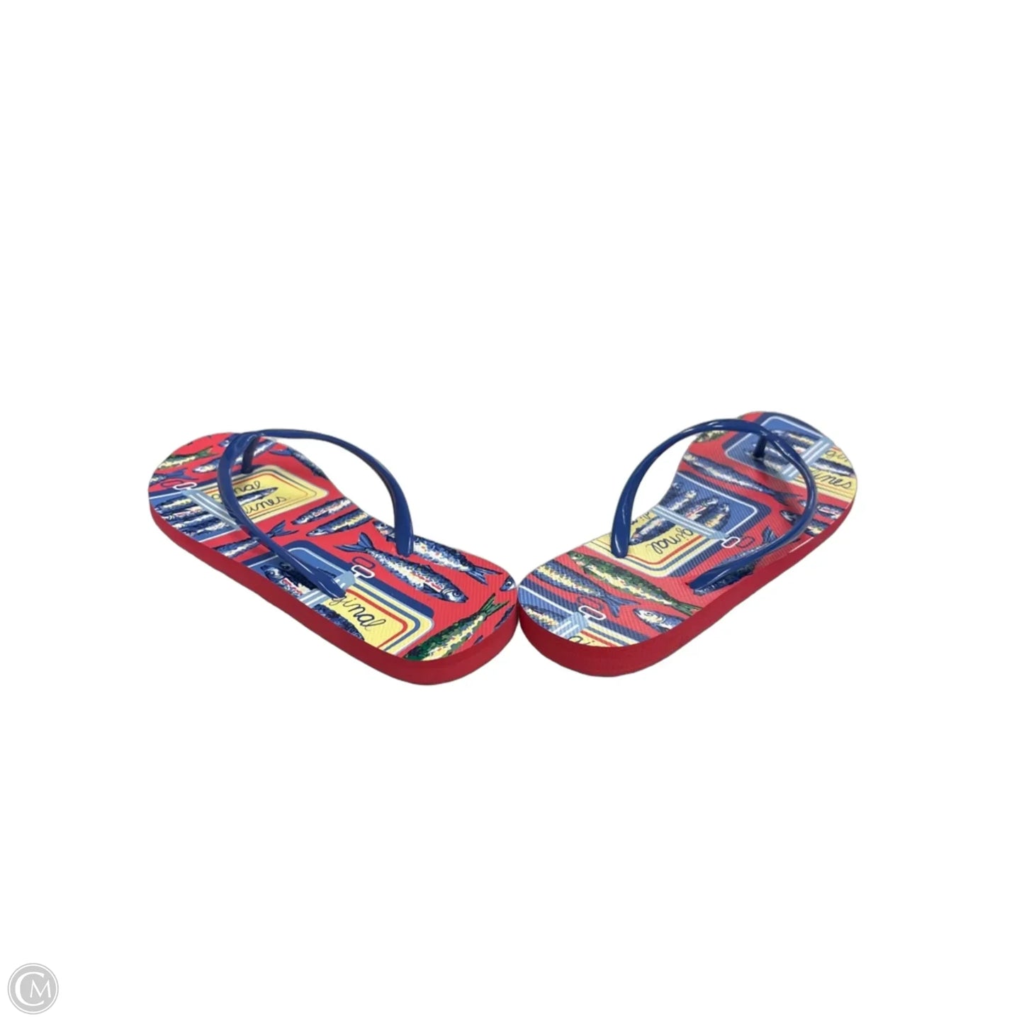 Sandals Flip Flops By Clothes Mentor In Blue & Red, Size: 5.5