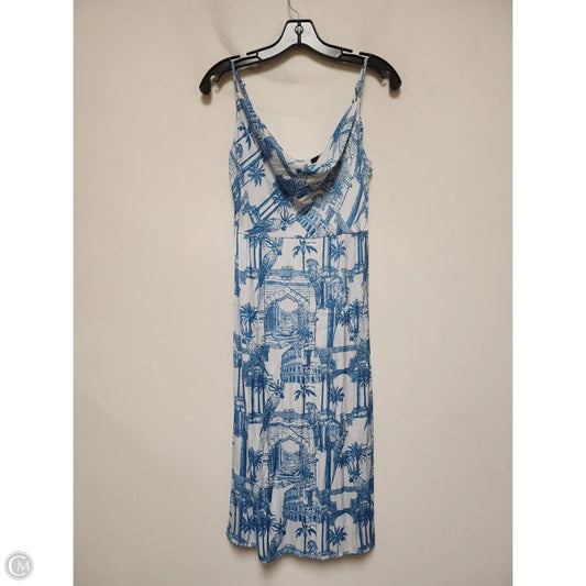 Dress Casual Midi By Forever 21 In Blue & White, Size: L