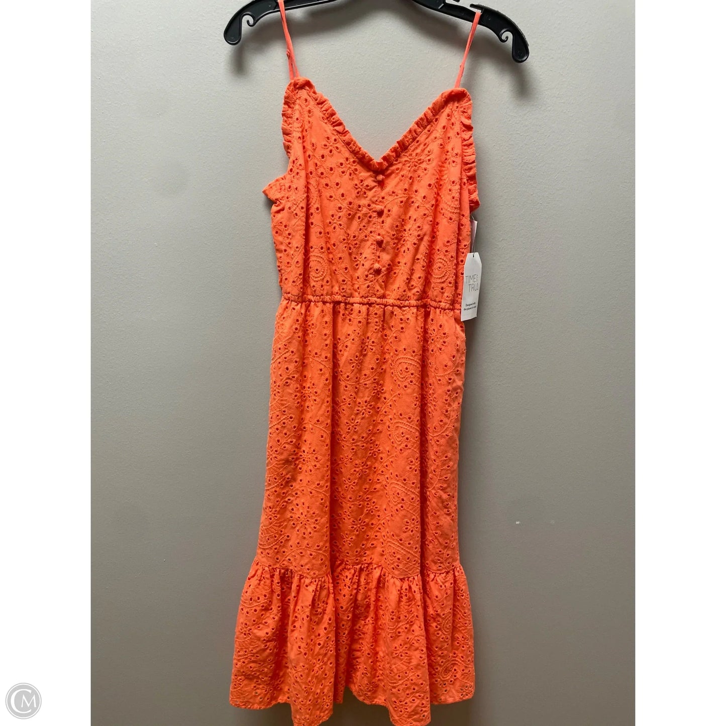 Dress Casual Midi By Time And Tru In Orange, Size: S