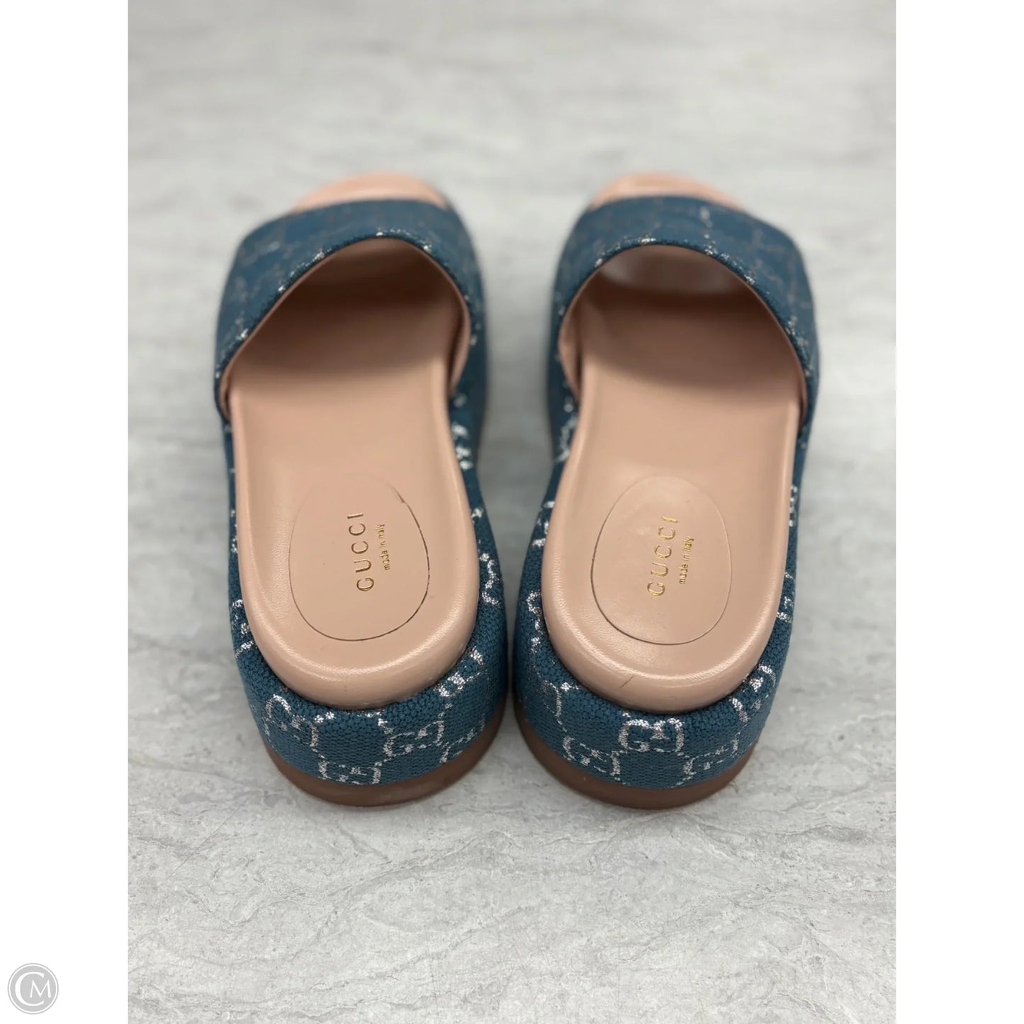 Sandals Luxury Designer By Gucci In Blue Denim, Size: 7