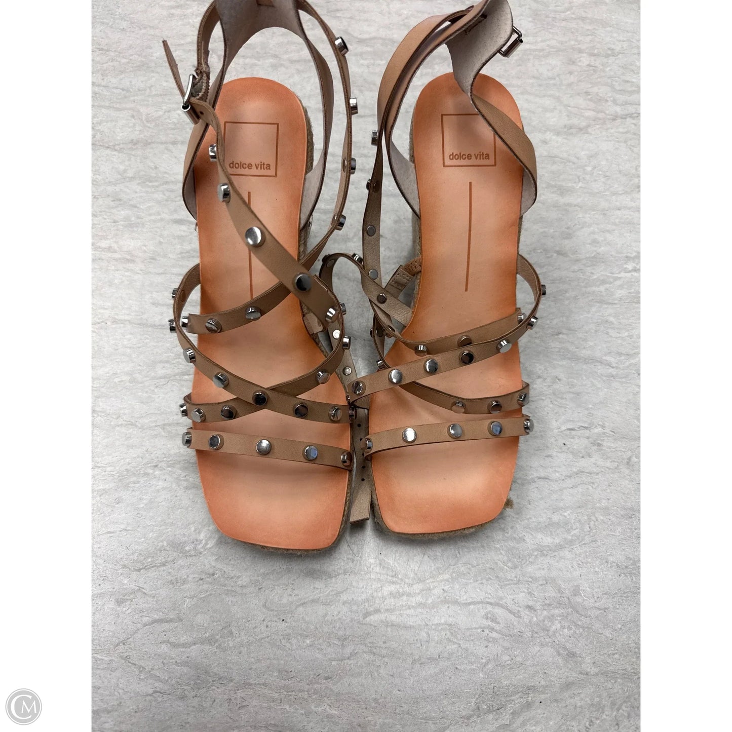 Sandals Heels Wedge By Dolce Vita In Silver & Tan, Size: 9