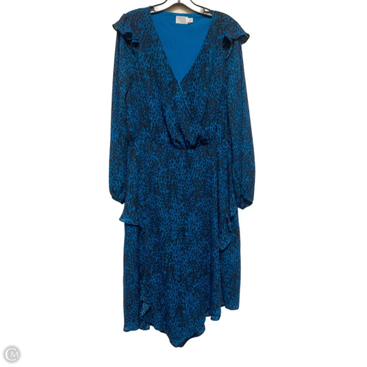 Dress Casual Midi By Time And Tru In Black & Blue, Size: L