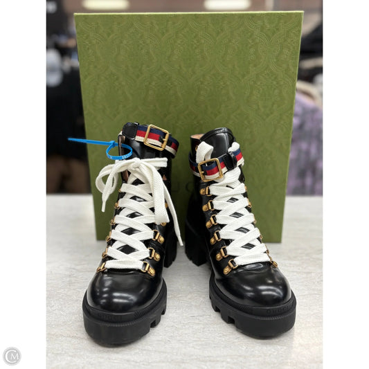 Boots Luxury Designer By Gucci In Black, Size: 7.5
