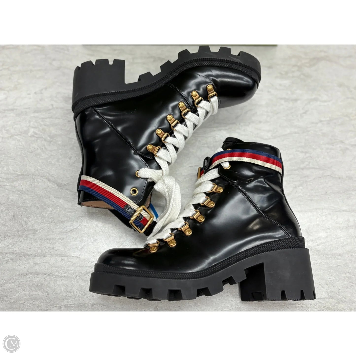 Boots Luxury Designer By Gucci In Black, Size: 7.5