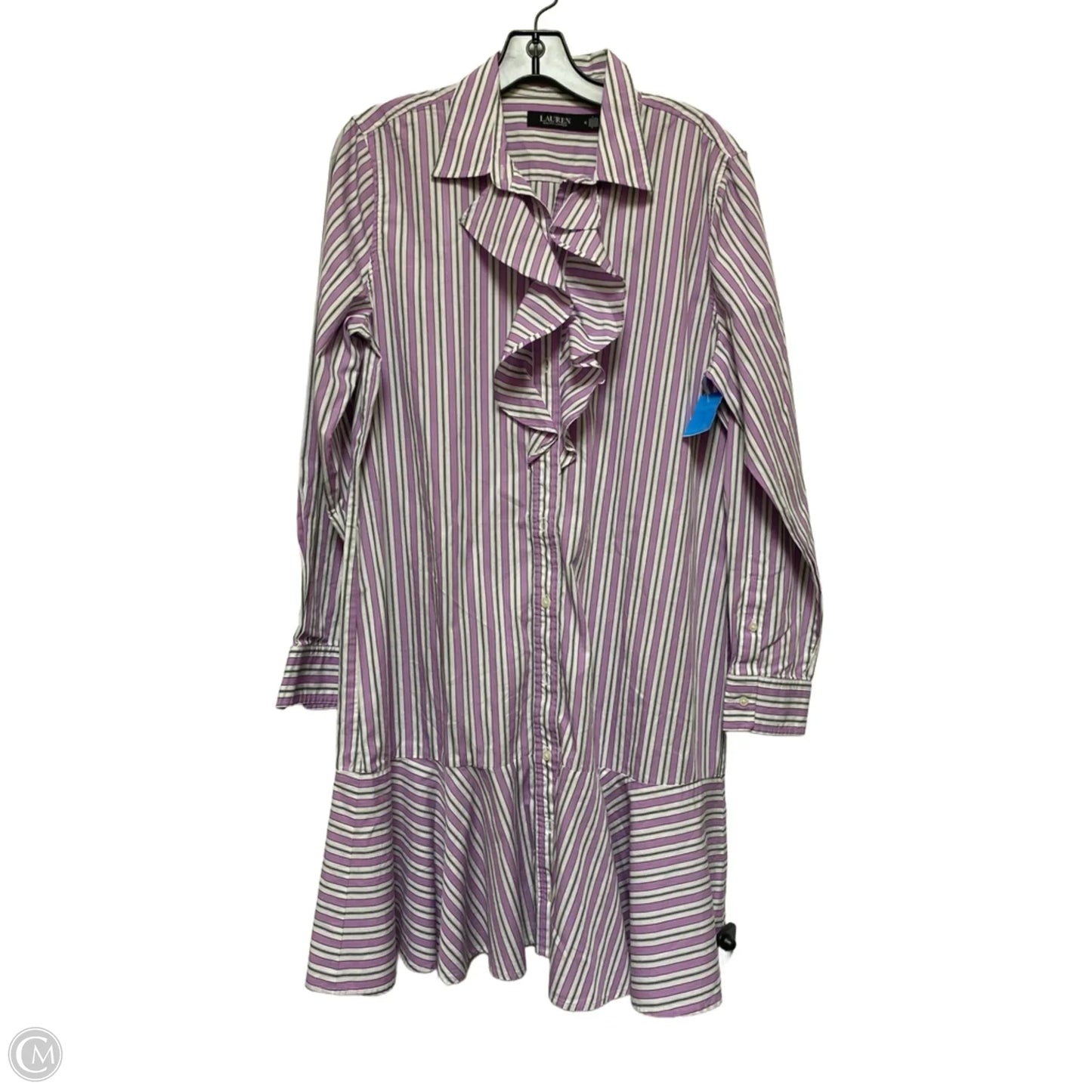 Dress Casual Midi By Lauren By Ralph Lauren In Striped Pattern, Size: L