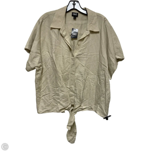 Top Short Sleeve By Inc In Tan, Size: L