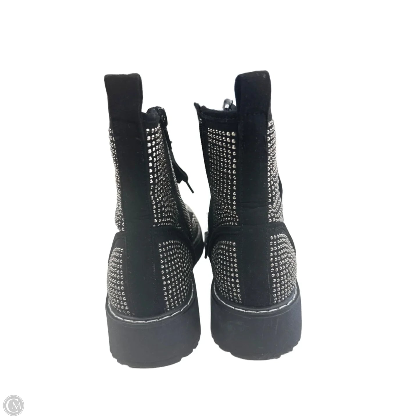 Boots Ankle Flats By Madden Girl In Black & Silver, Size: 7