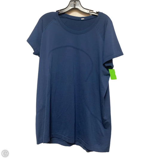 Athletic Top Short Sleeve By Lululemon In Navy, Size: 18