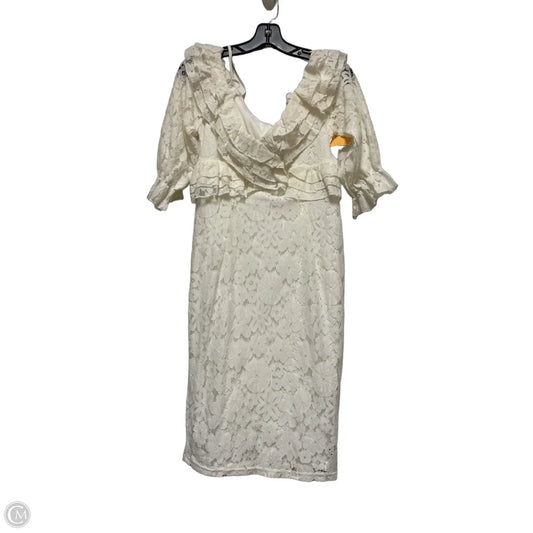 Dress Casual Midi By Boohoo Boutique In Cream, Size: L