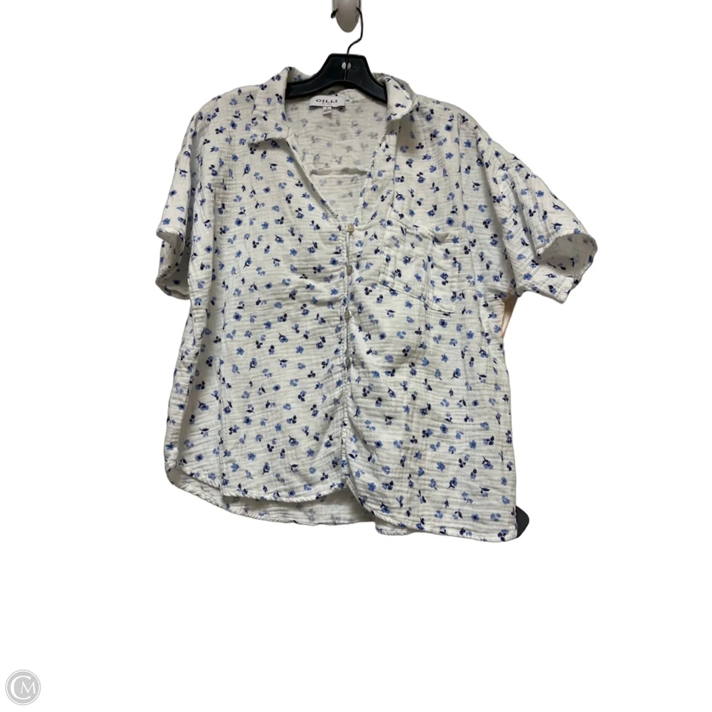 Top Short Sleeve By Gilli In Blue & White, Size: M