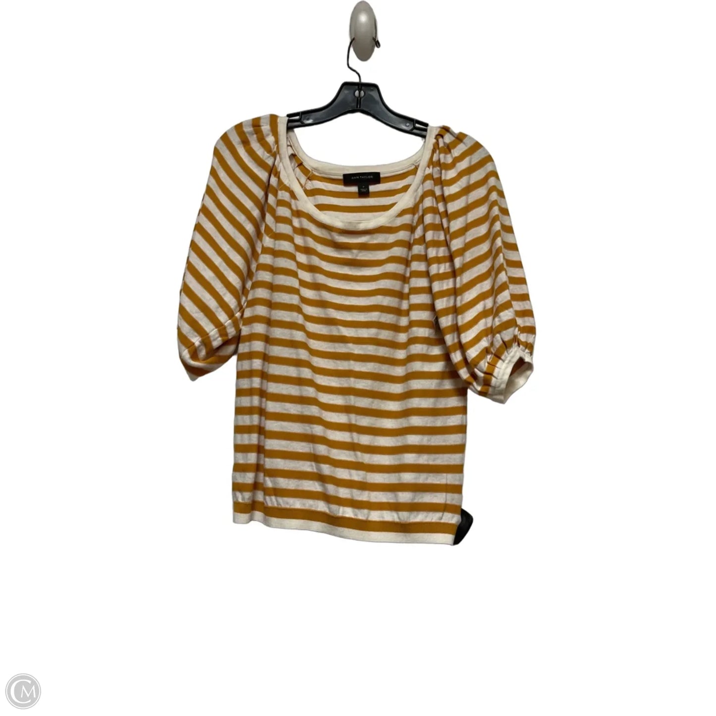 Top Short Sleeve By Ann Taylor In Striped Pattern, Size: M