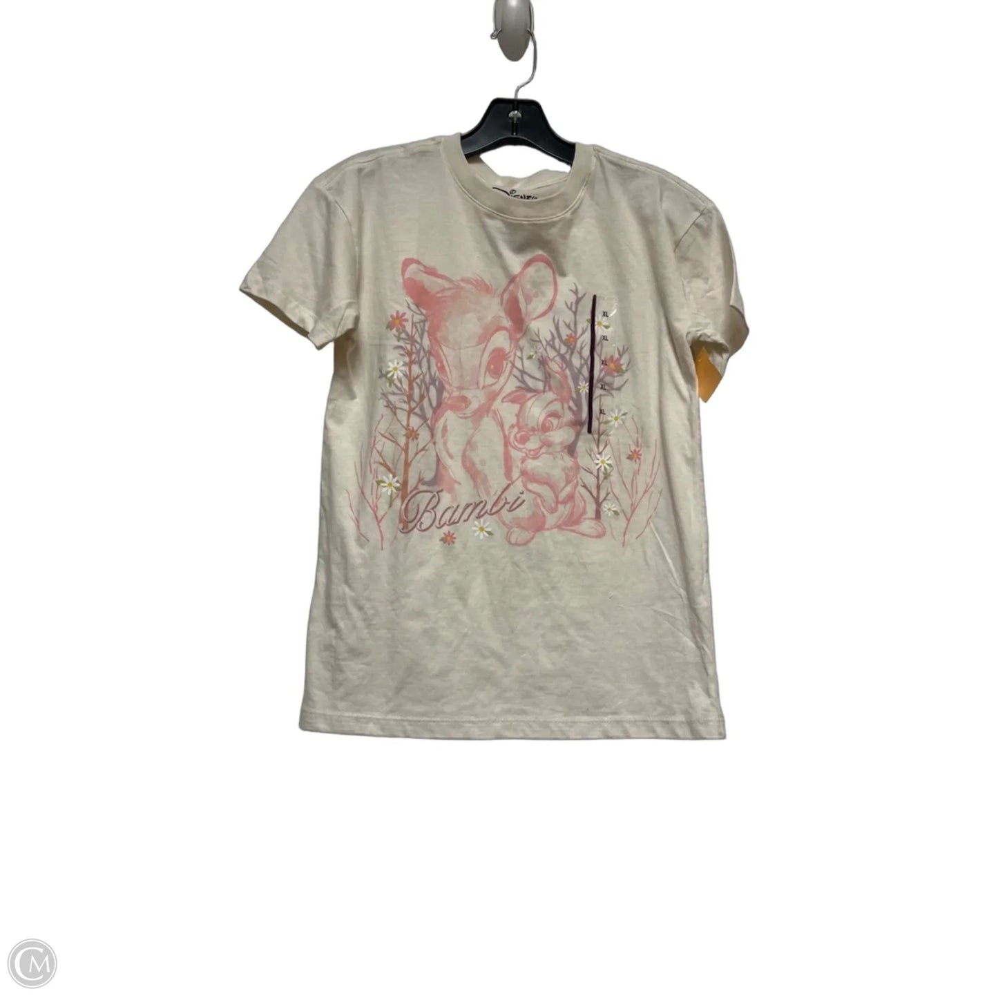 Top Short Sleeve By Disney In Cream & Pink, Size: Xl