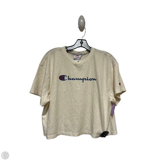 Athletic Top Short Sleeve By Champion In Cream, Size: M