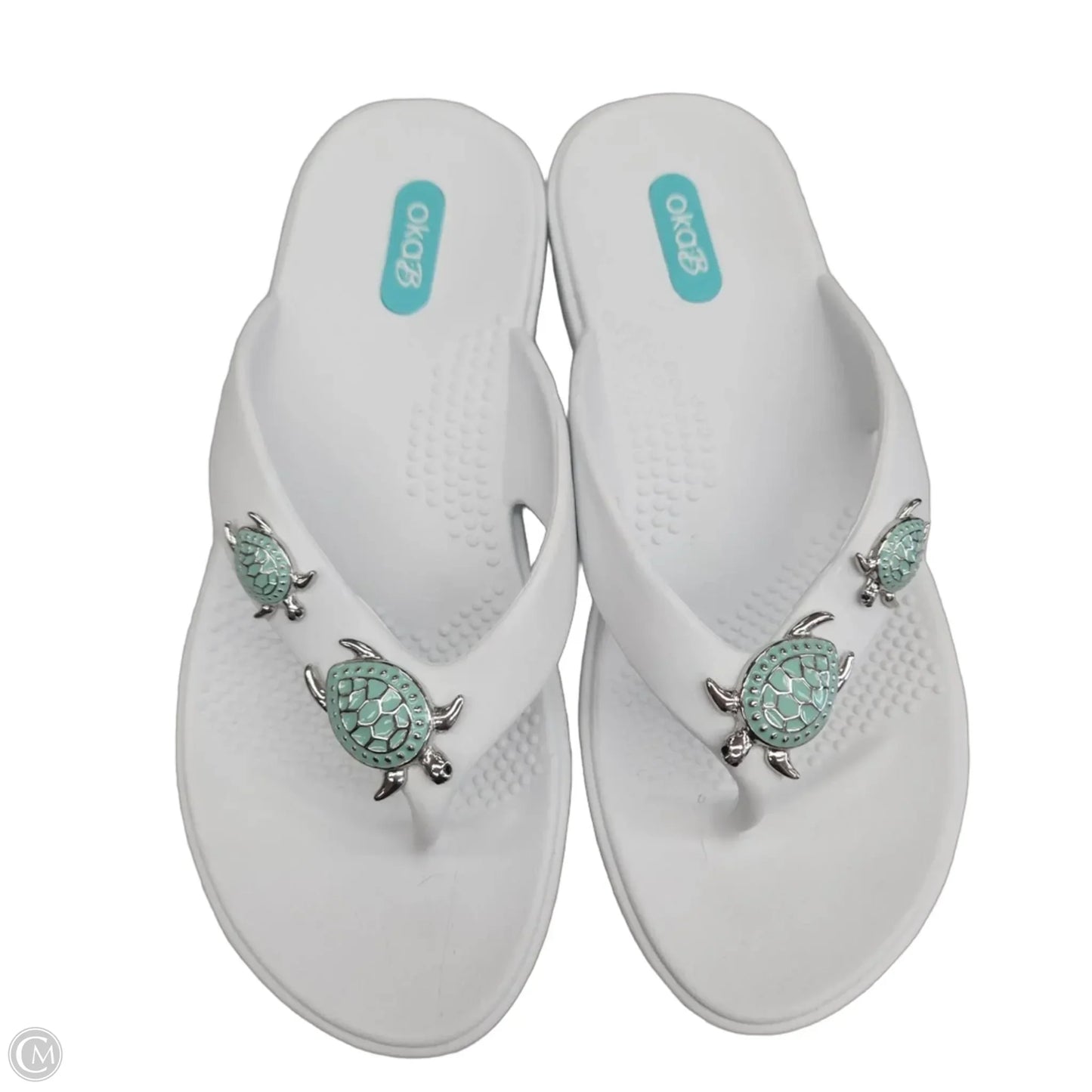 Sandals Flats By Clothes Mentor In Green & White, Size: 6
