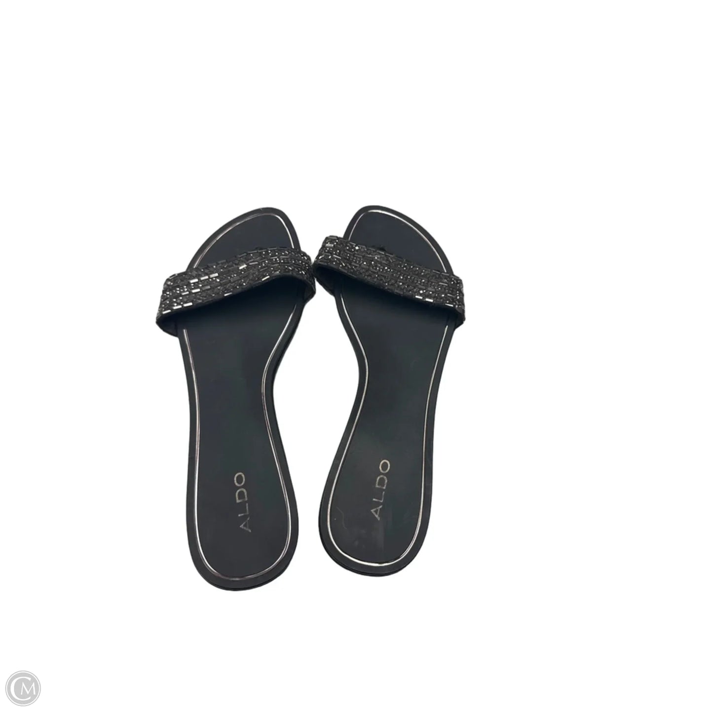Sandals Flats By Aldo In Black & Silver, Size: 9