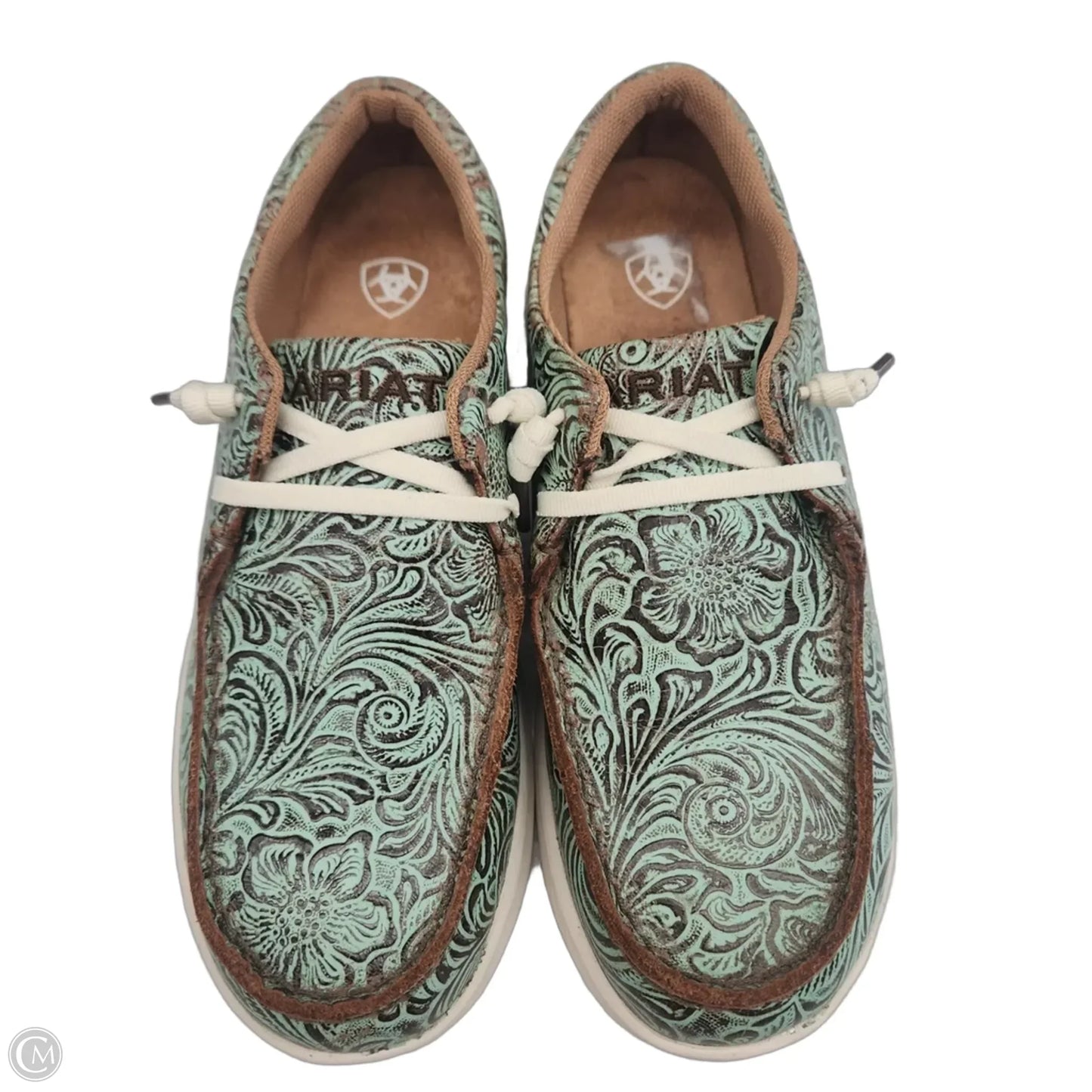Shoes Flats By Ariat In Brown & Green, Size: 7