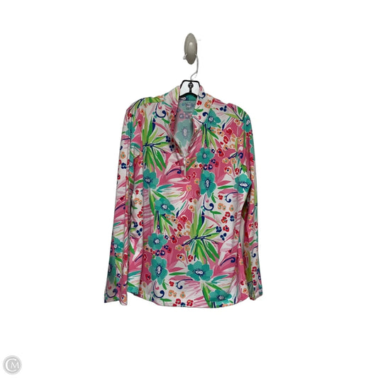 Athletic Top Long Sleeve Crewneck By Ibkul In Floral Print, Size: Xxl