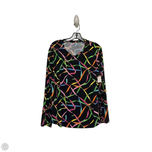 Athletic Top Long Sleeve Crewneck By Ibkul In Black & Pink, Size: Xxl