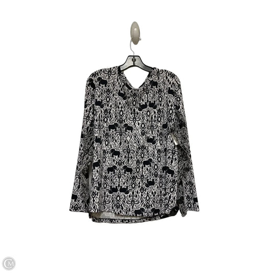 Athletic Top Long Sleeve Crewneck By Ibkul In Black & White, Size: 2x