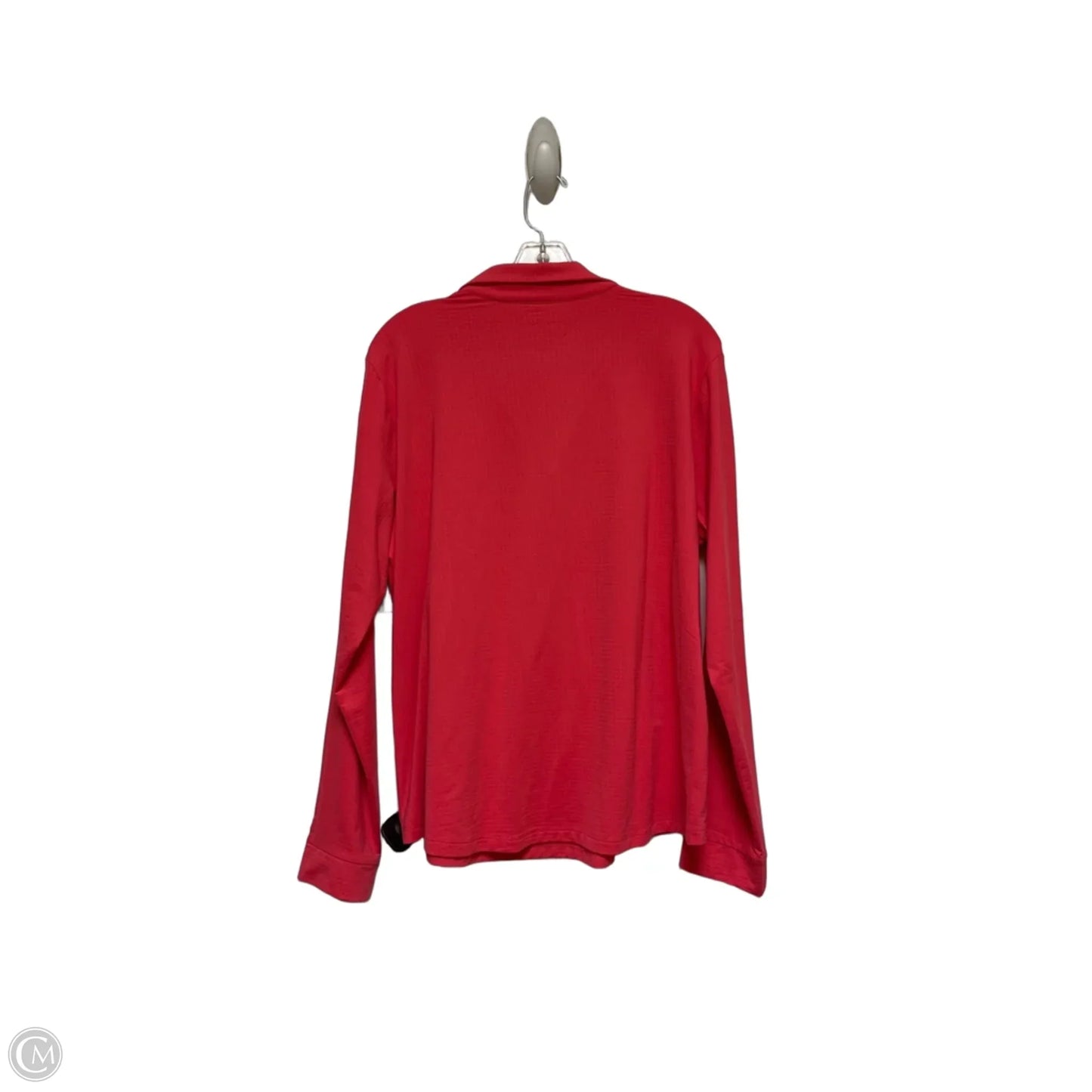 Athletic Top Long Sleeve Collar By Ibkul In Coral, Size: 2x