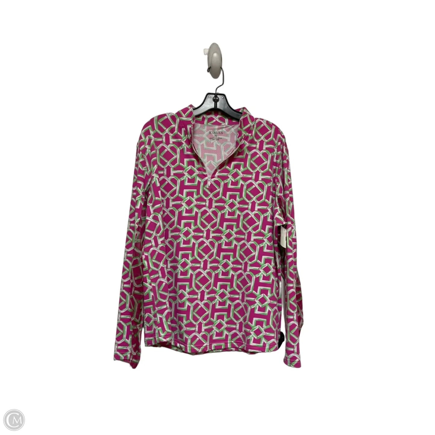 Athletic Top Long Sleeve Crewneck By Clothes Mentor In Green & Pink, Size: 2x