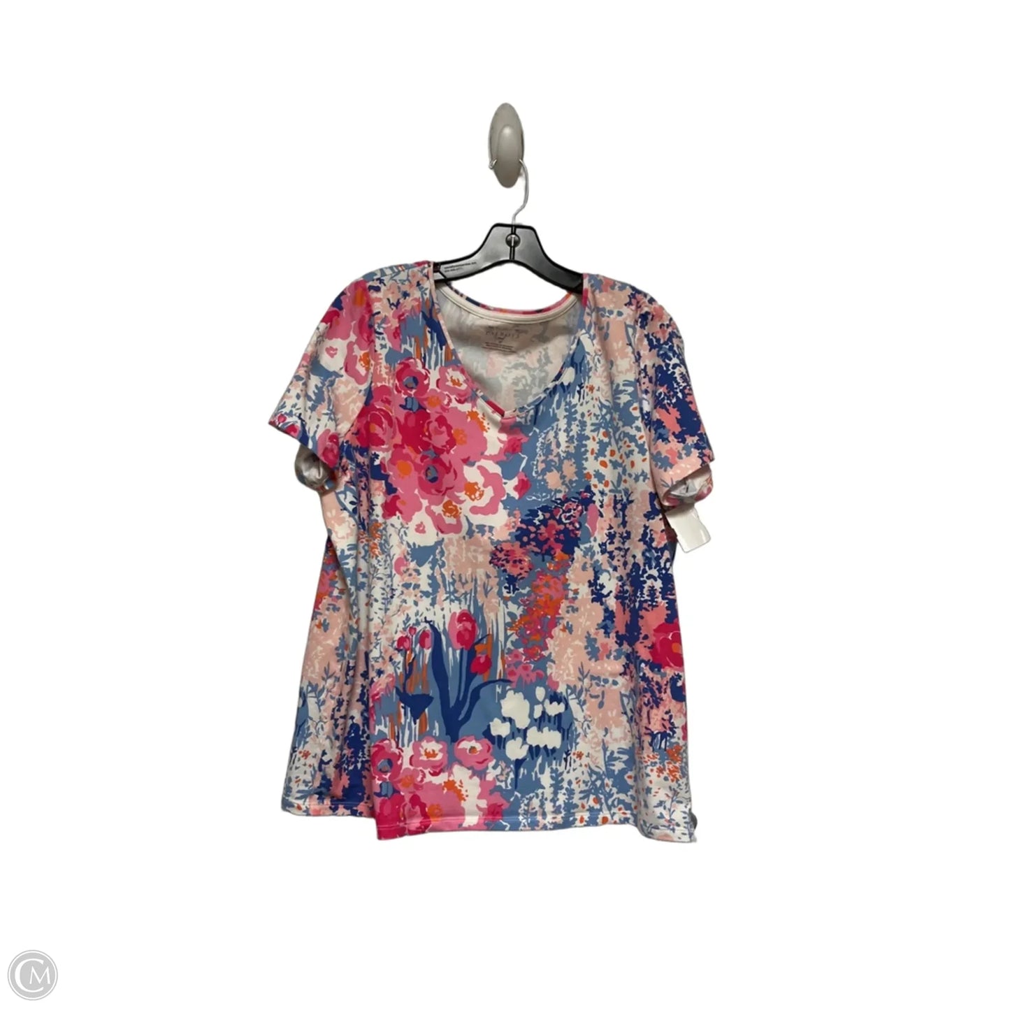 Top Short Sleeve Basic By Talbots In Blue & Pink, Size: Xl