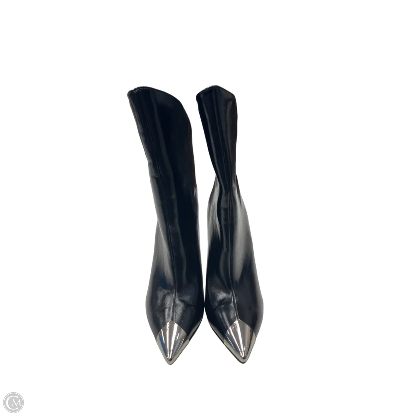 Boots Ankle Heels By Forever 21 In Black & Silver, Size: 7