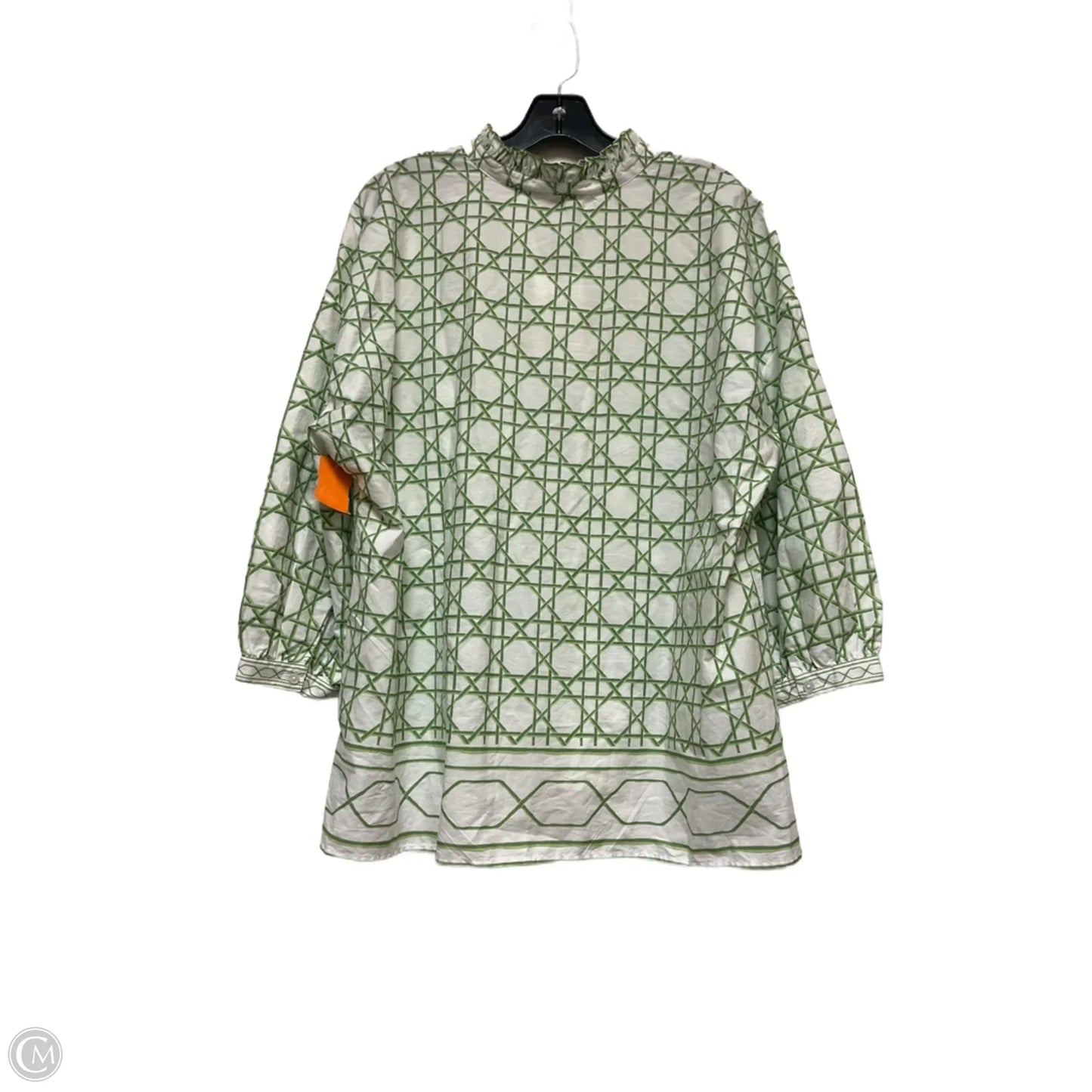 Top Long Sleeve By Crown And Ivy In Green & White, Size: Xl