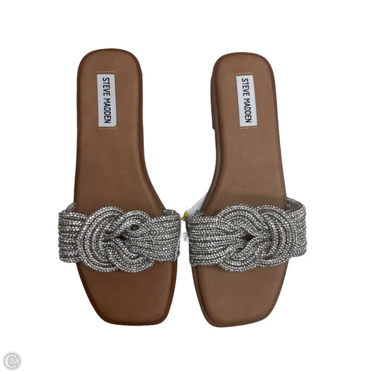 Sandals Flats By Steve Madden In Brown & Silver, Size: 8