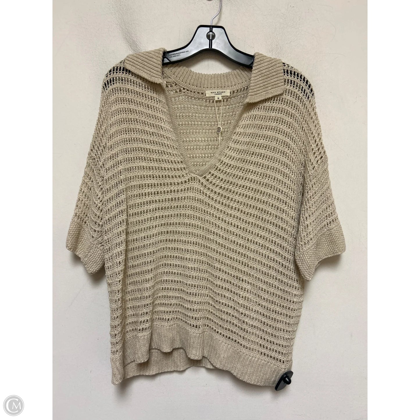 Sweater Short Sleeve By Max Studio In Tan, Size: M