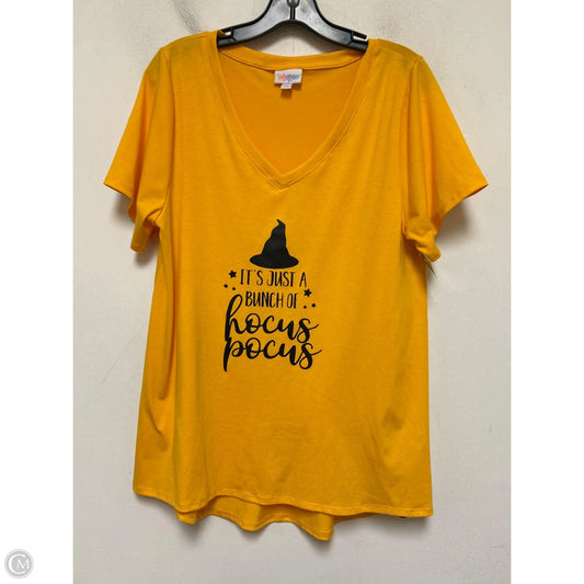 Top Short Sleeve Basic By Lularoe In Black & Orange, Size: L