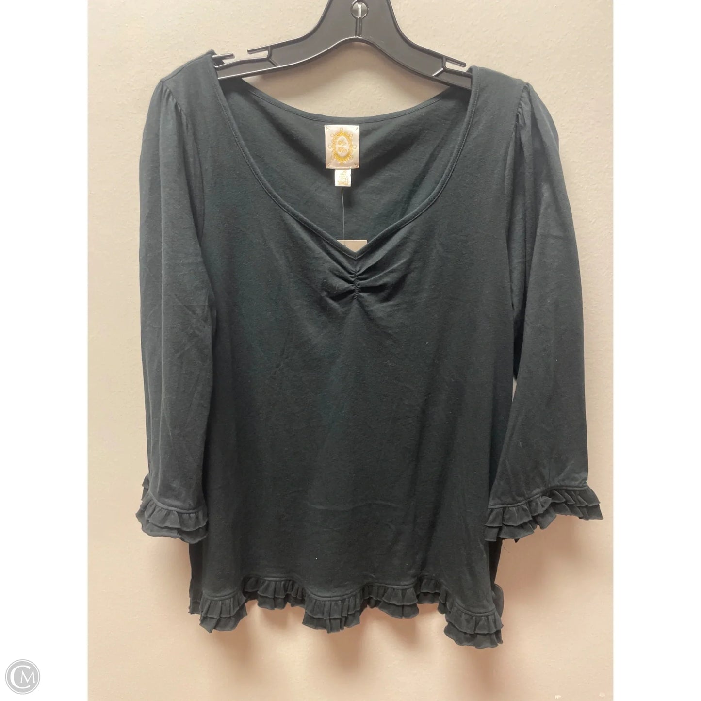 Top Short Sleeve Basic By Anthropologie In Black, Size: L