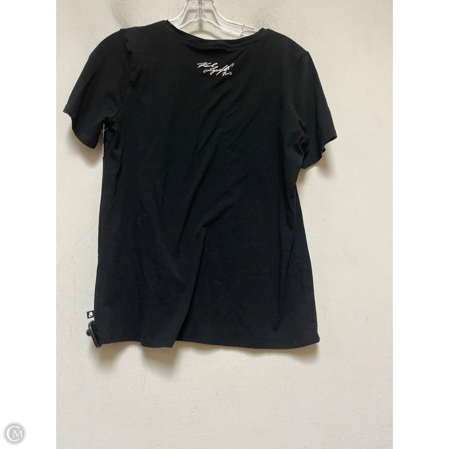 Top Short Sleeve Designer By Karl Lagerfeld In Black, Size: M