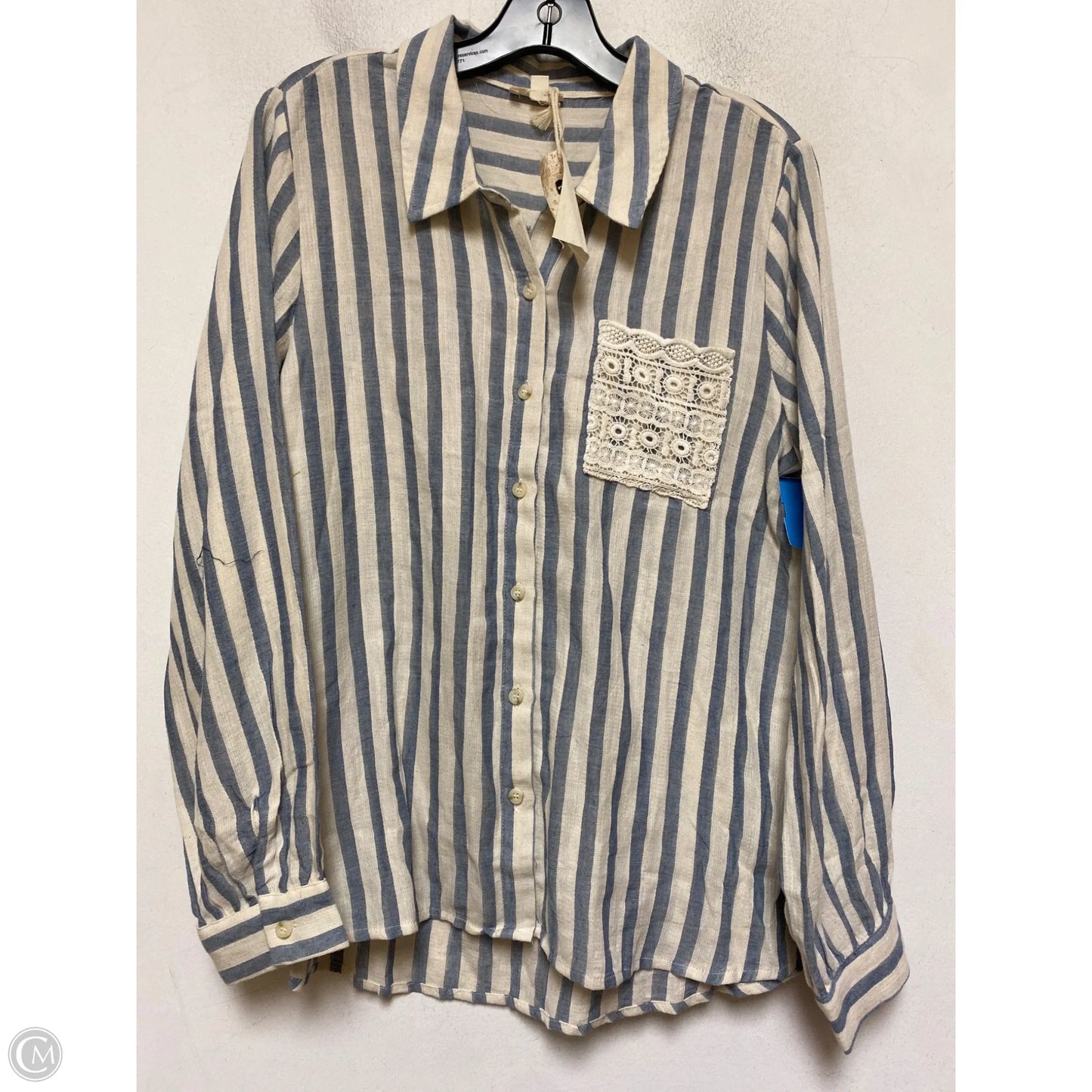 Top Long Sleeve By Hem & Thread In Striped Pattern, Size: L