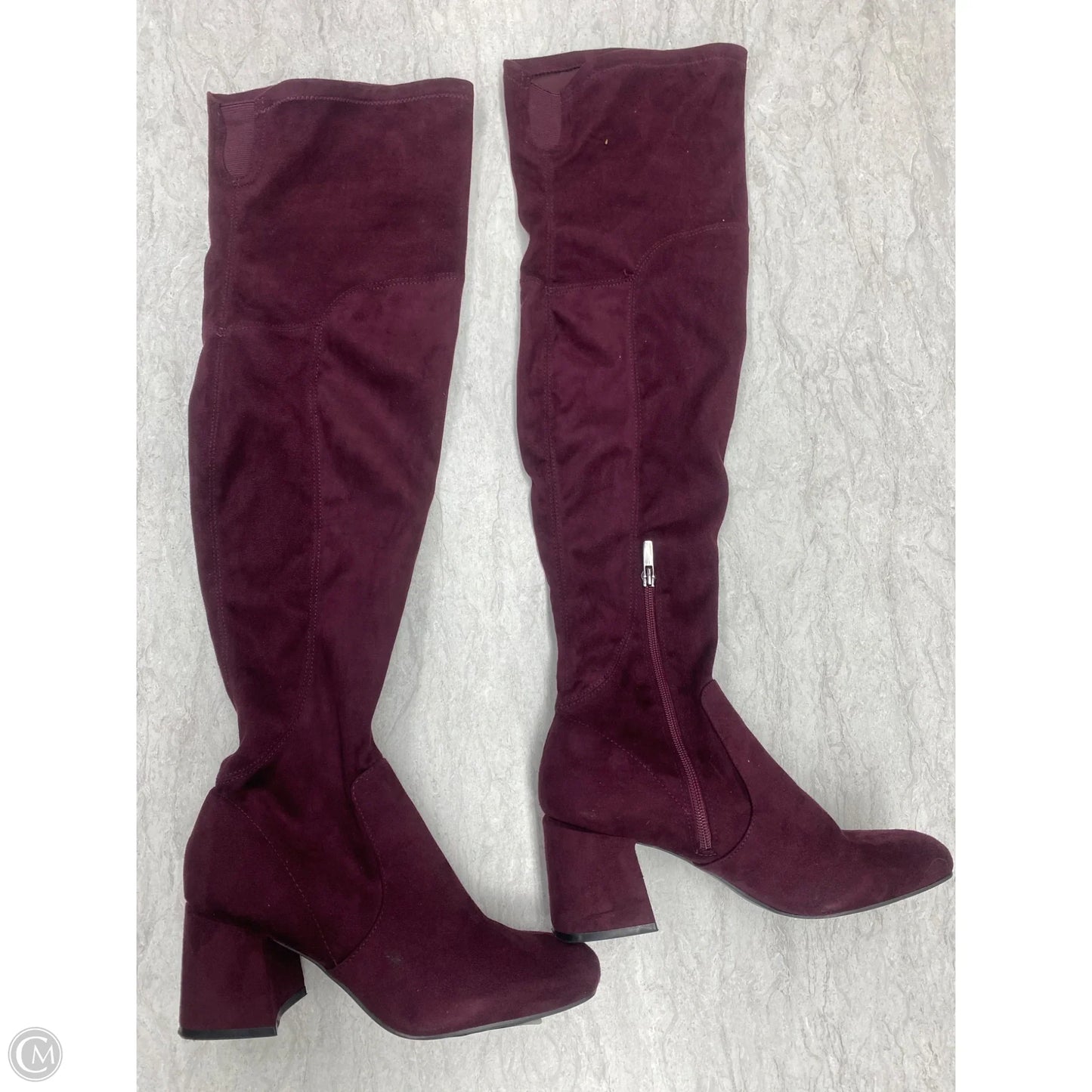 Boots Knee Heels By Nine West In Purple, Size: 7.5