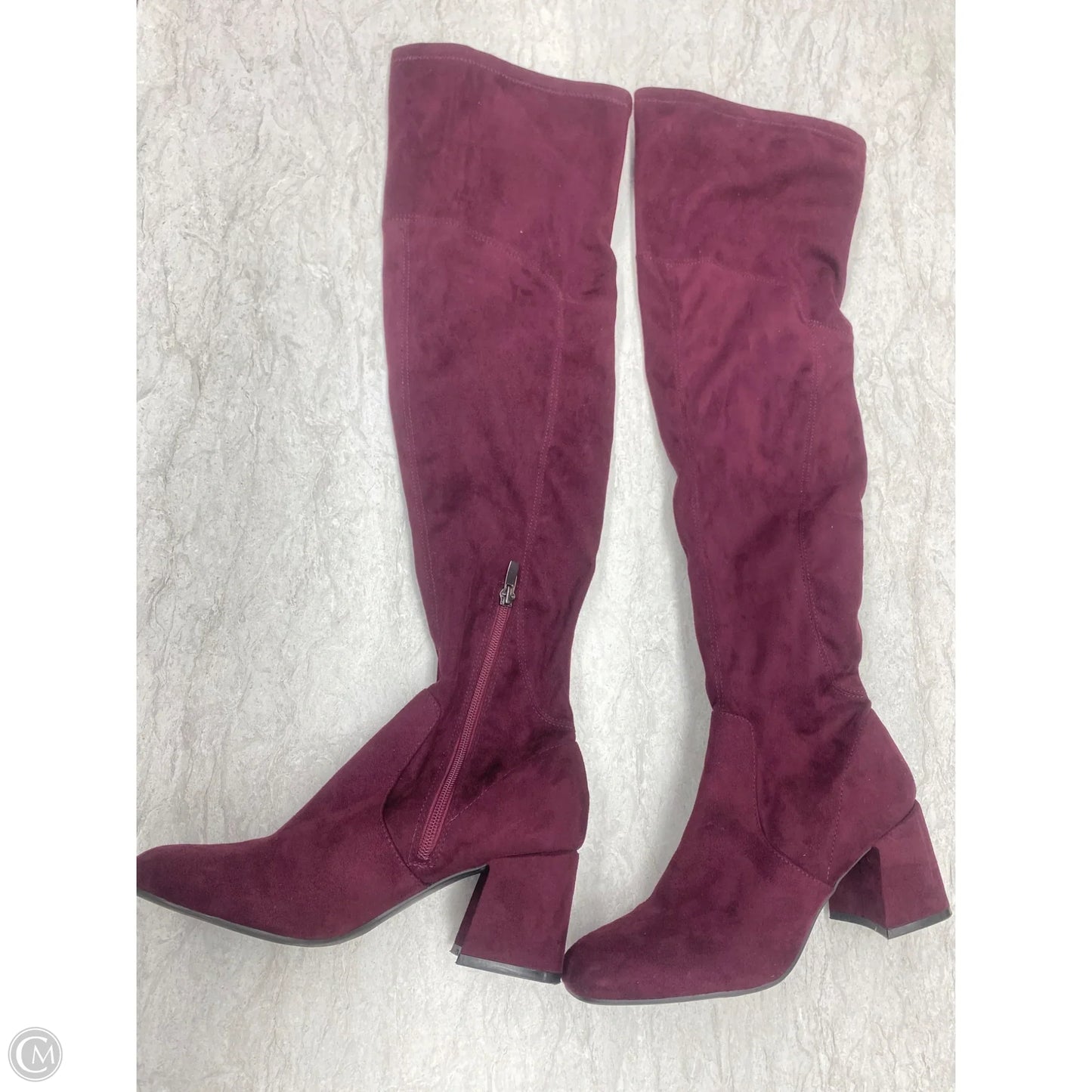 Boots Knee Heels By Nine West In Purple, Size: 7.5