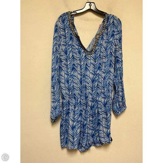 Romper Designer By Lilly Pulitzer In Blue & White, Size: L