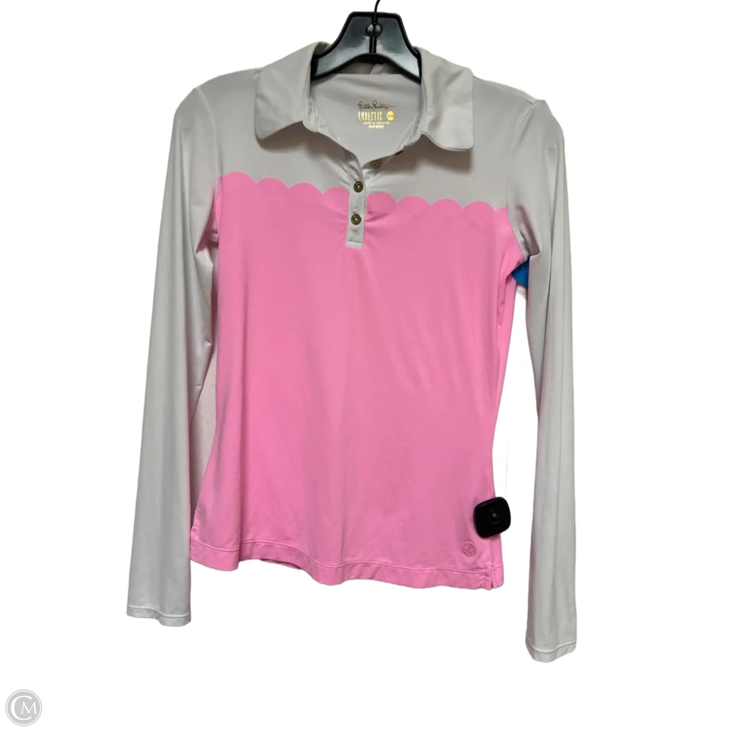 Top Long Sleeve Designer By Lilly Pulitzer In Pink & White, Size: Xxs