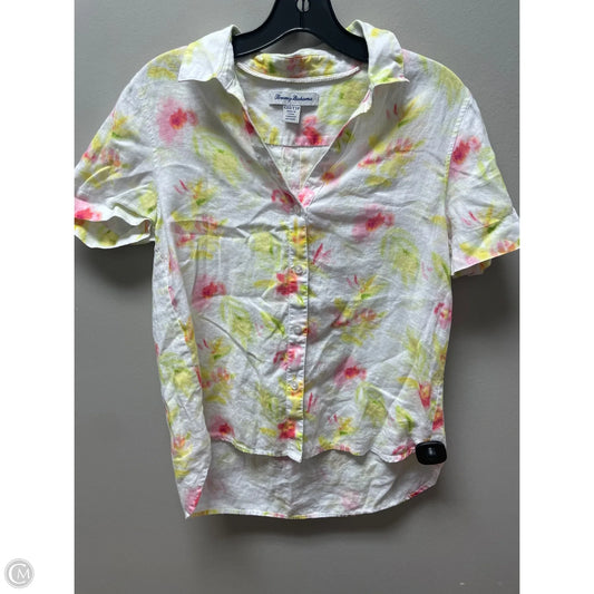 Top Short Sleeve By Tommy Bahama In White & Yellow, Size: Xxs