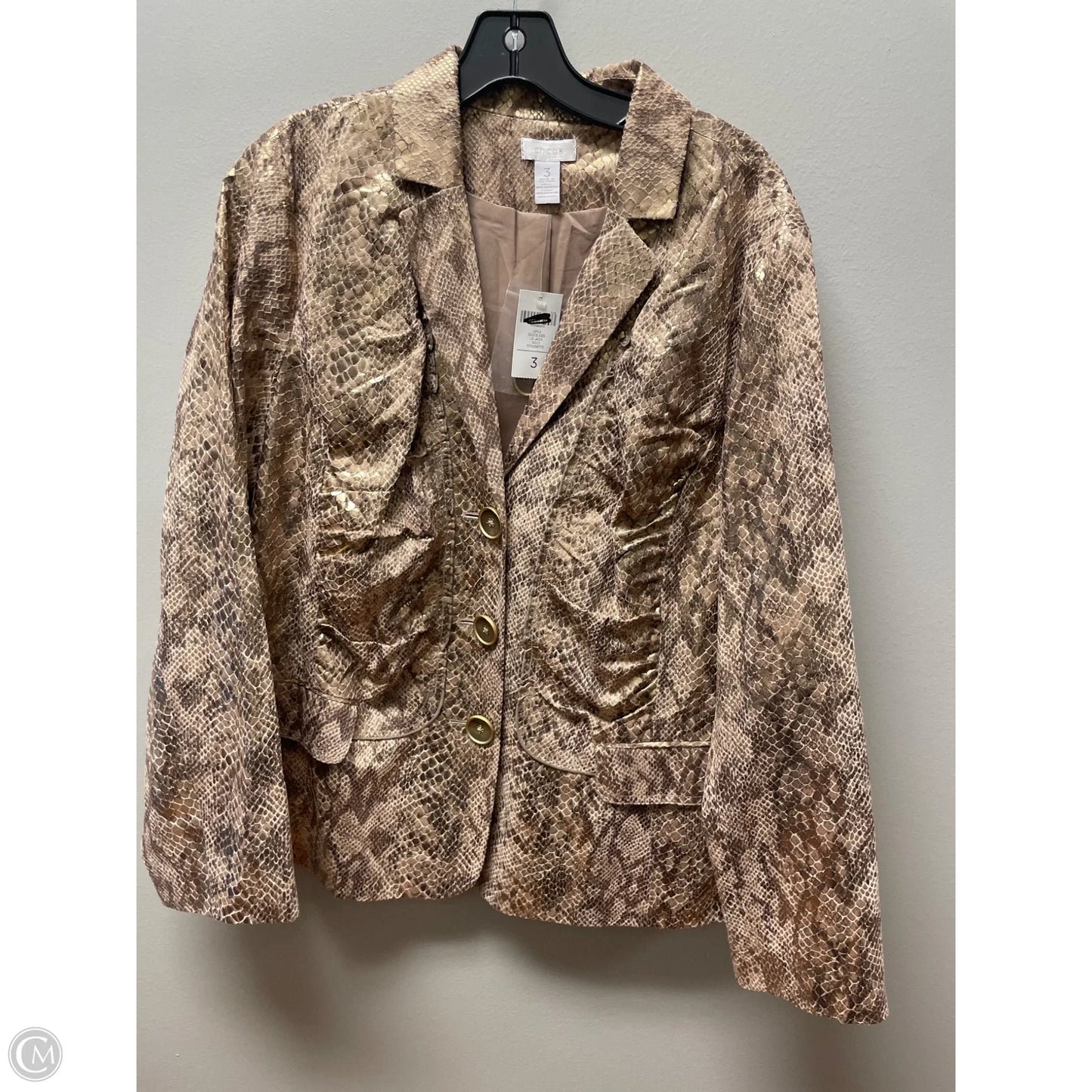 Blazer By Chicos In Snakeskin Print, Size: Xl