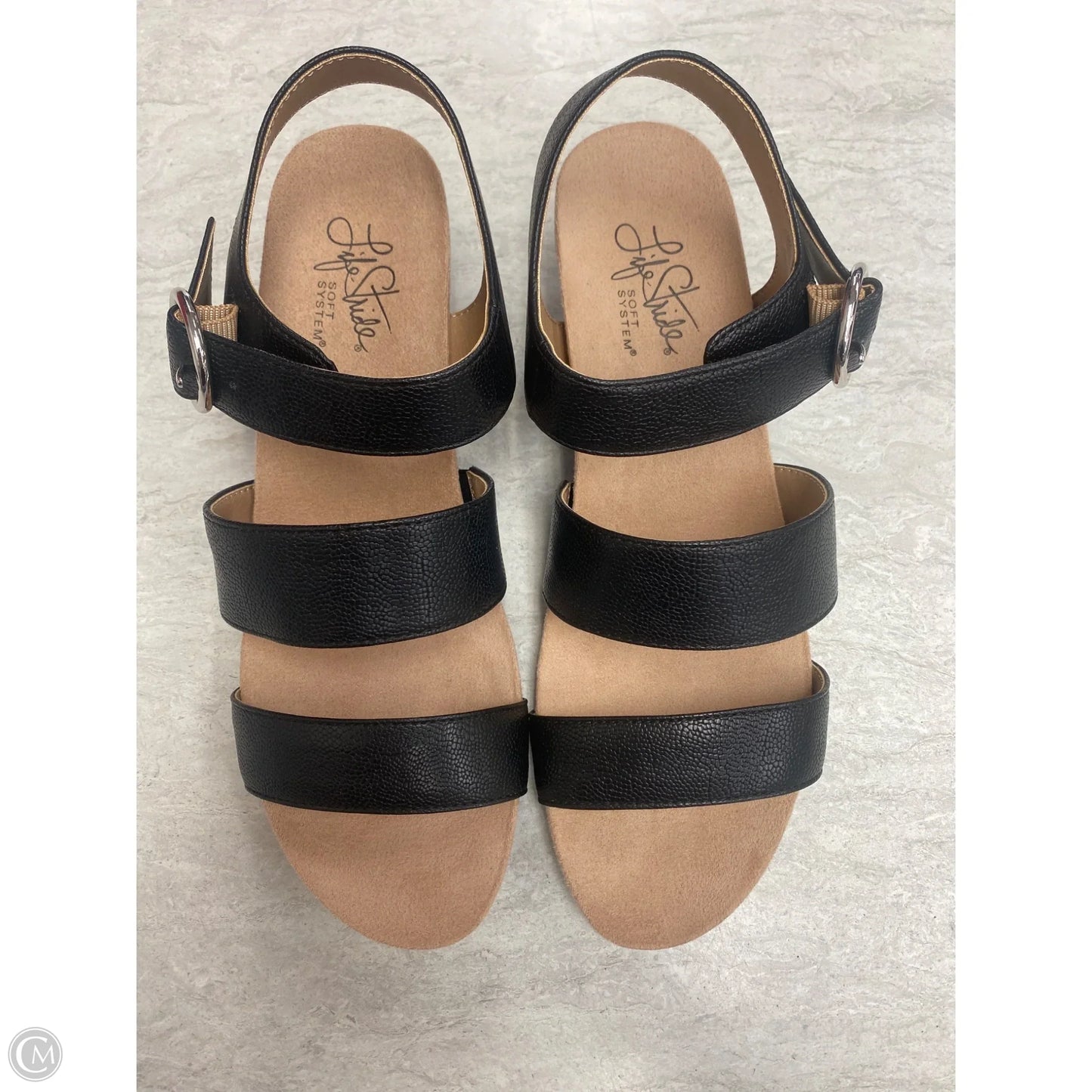 Sandals Heels Wedge By Life Stride In Black, Size: 8