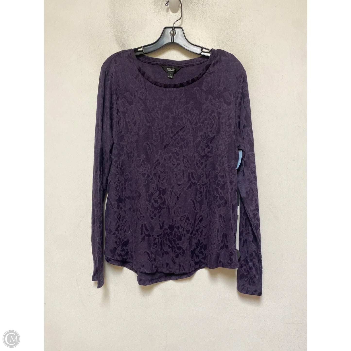 Top Long Sleeve By Simply Vera In Purple, Size: L