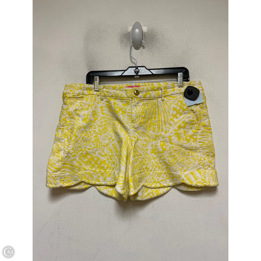 Shorts Designer By Lilly Pulitzer In White & Yellow, Size: 14