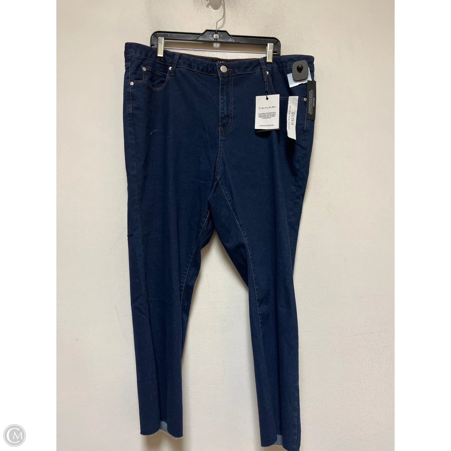 Jeans Straight By Tahari In Blue Denim, Size: 22
