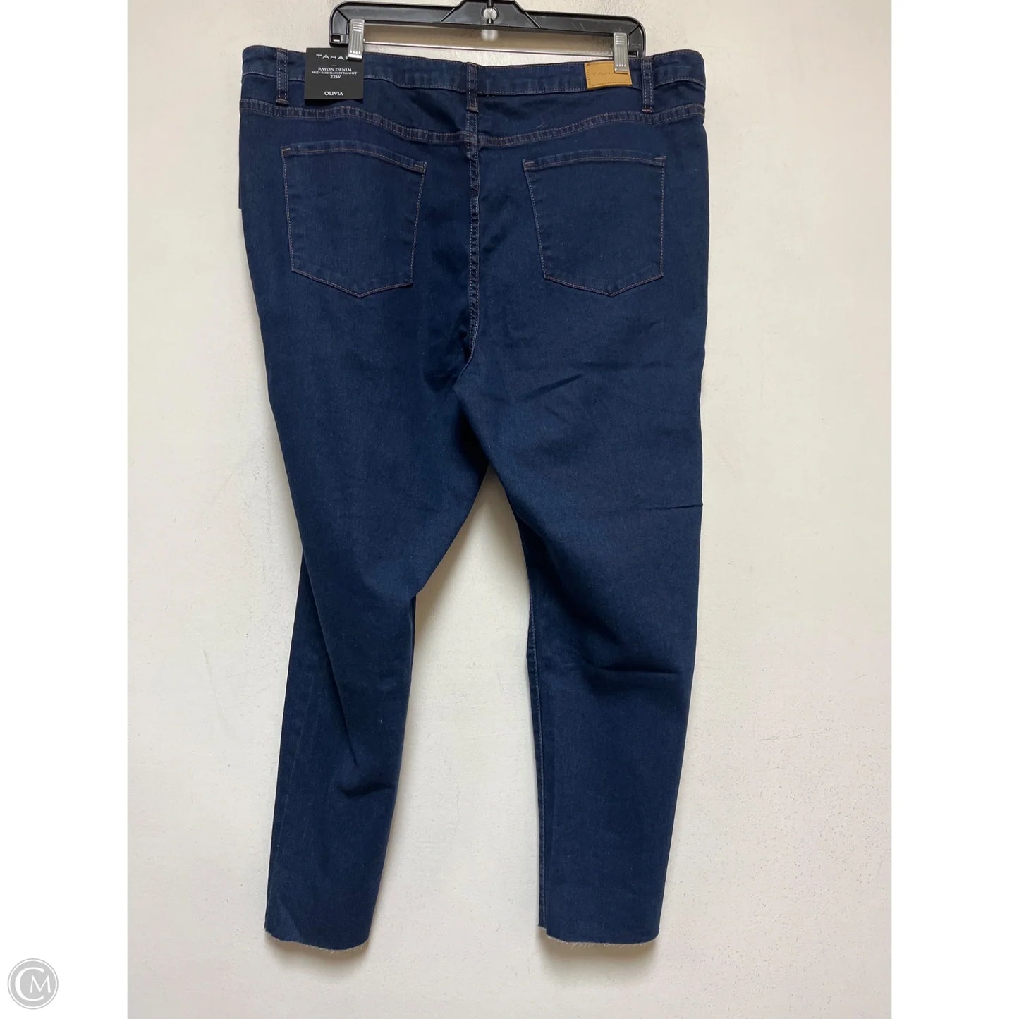 Jeans Straight By Tahari In Blue Denim, Size: 22