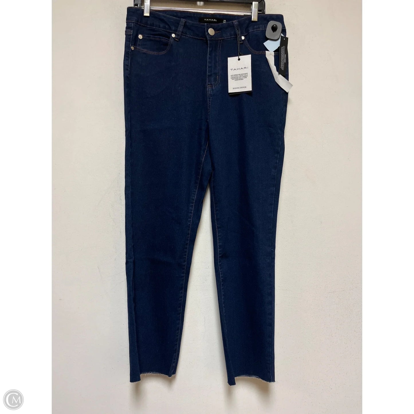 Jeans Straight By Tahari In Blue Denim, Size: 14